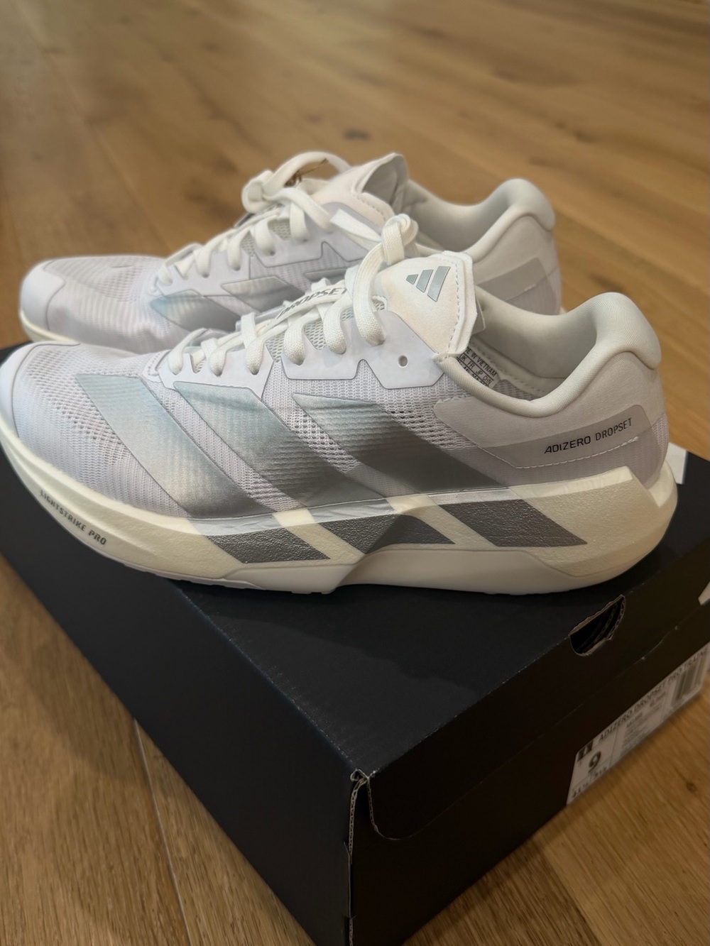 adidas Adizero Dropset Women’s White and Gray Running Shoes